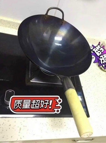 Chảo chiên xào rán size 30cm tay cầm cán gỗ 1 quai treo [BH: NONE]