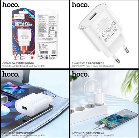 Cóc sạc nhanh 10.5W HOCO C109A (cóc 1 cổng USB) chính hãng [BH 1 Năm]