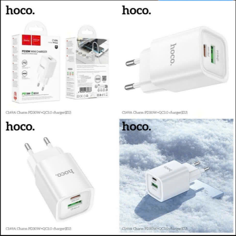Cóc sạc nhanh 30w HOCO C149A EU cóc 2 cổng ( 1 USB 1 Type C) siêu tiện lợi