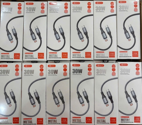Cáp sạc nhanh 30W BYZ METAL C156PD iPhone 11/12/13/14 dài 1m (Type C ra Lightning iPhone, c-l) dây dù chính hãng [BH: 3 tháng]
