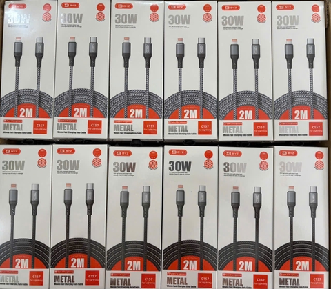 Cáp sạc nhanh 30W BYZ METAL C157PD iPhone 11/12/13/14  dài 2m (TYPE C ra Lightning iPhone, C-L) dây dù chính hãng [BH: 3 tháng]