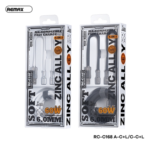 Cáp sạc đa năng REMAX RC-C168 cáp 4 trong 1 A-C+L/ C-C+L dài 1m5 chính hãng