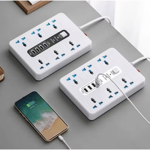 Ổ cắm điện 5V-2.0A No.A163 van an toàn gồm 6 cổng ghim điện + 4 cổng usb TIỆN LỢI [BH: 1 TUẦN]