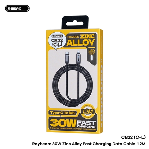 Cáp sạc nhanh 33w REMAX CB22 C-L cáp TypeC ra Iphone chất liệu hợp kim dài 1m2 có đèn led siêu đẹp