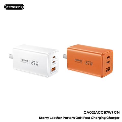 Cóc sạc nhanh REMAX CA02-ACC67W sạc nhanh 67w cóc 2 cổng Type C 1 cổng Usb siêu tiện lợi [BH 1 năm]