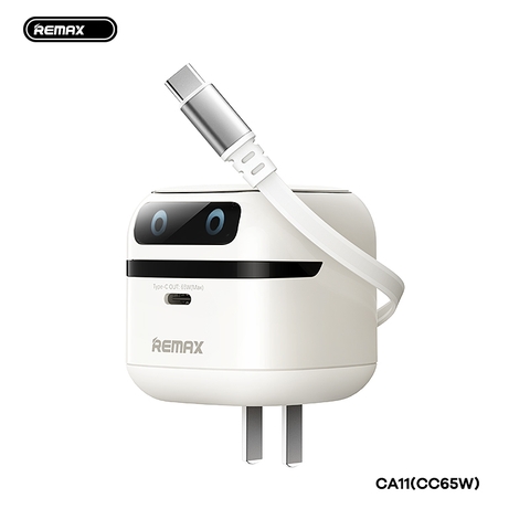 Cóc sạc nhanh 65W REMAX CA11-CC65w CN cóc 1 cổng Type C mẫu ROBOT kèm 1 cáp Type C rút gọn siêu tiện lợi