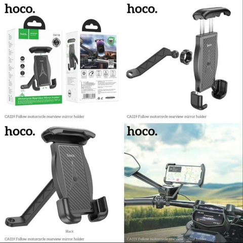 Giá đỡ điện thoại trên xe máy HOCO CA119 gắn gương chiếu hậu xoay 360 độ tiện lợi