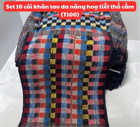 Combo 10 khăn lau đa năng hoạ tiết thổ cẩm truyền thống [BH: None] 1l1