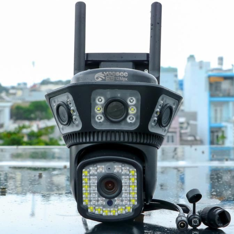 Camera IP wifi Yoosee 4 mắt 3 khung hình phiên bản ĐEN cao cấp 12Mbx BAN ĐÊM CÓ MÀU [BH 6 THÁNG]
