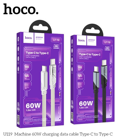 Cáp sạc nhanh 60W HOCO U119 Type C ra Type C (C-C) truyền dữ liệu chính hãng [BH 1 NĂM]