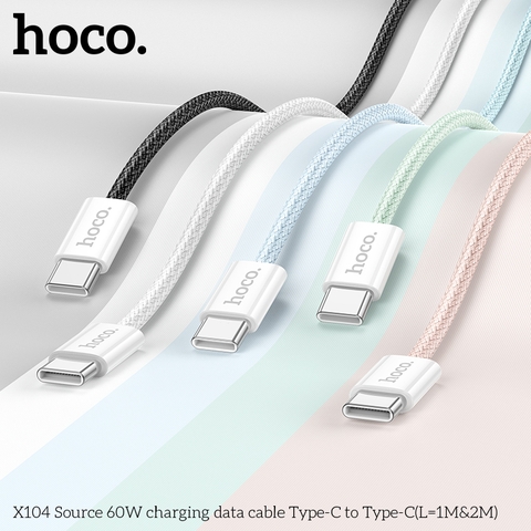 Cáp sạc nhanh 60W HOCO X104 (c-c 1m) 2 đầu Type-C ra TypeC dây dù chính hãng [BH 1 năm]