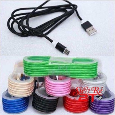Cáp sạc usb ra Samsung Micro dây dù quấn đóng khay nhiều màu [BH: 1 tháng] / pktn sale