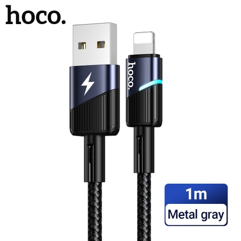 Cáp sạc nhanh 3A HOCO DM-X7 usb ra Iphone dây dù kèm đèn led siêu đẹp chính hãng [BH 1 Năm]