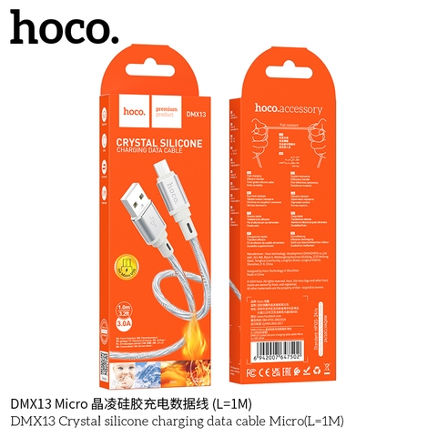 Cáp sạc nhanh 3A HOCO DMX13 Samsung Micro dây silicone chống đứt chính hãng [BH 1 Năm]