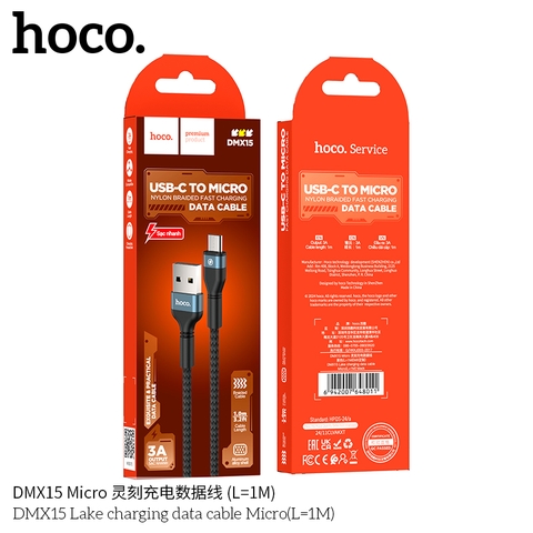 Cáp sạc nhanh 3A HOCO DMX15 Micro 1m (usbA ra Micro; a-m) dây dù