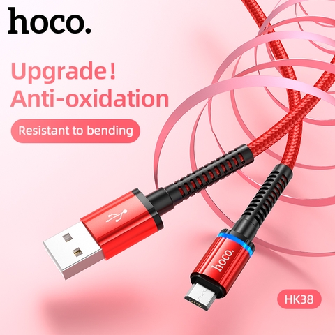 Cáp sạc nhanh 3A 1m HOCO HK38 (usb ra type-c) có đèn led báo sạc dây dù chính hãng [BH 1 năm]
