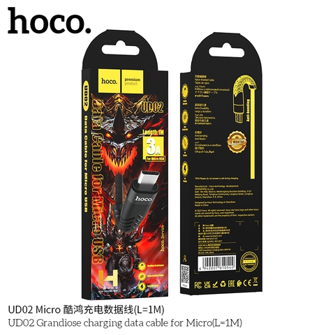 Cáp sạc3A HOCO UD02 Micro (usbA ra Micro; a-m) dây dù chính hãng