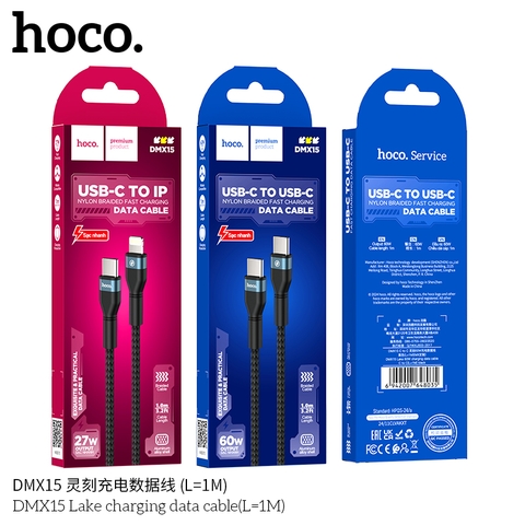 Cáp sạc nhanh 60W HOCO DMX15 (C-C) 2 đầu type-c ra typec dài 1m chính hãng [BH 1 Năm]