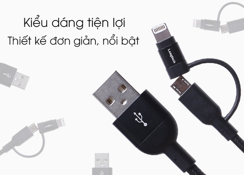 Cáp sạc AIINEE 2 đầu nối iPhone vs Samsung Micro đa năng [BH 3 tháng] / pktn sale