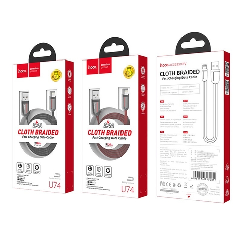 Cáp sạc nhanh HOCO U74 (usb ra iphone lightning)  2.4A chính hãng [BH 1 năm]