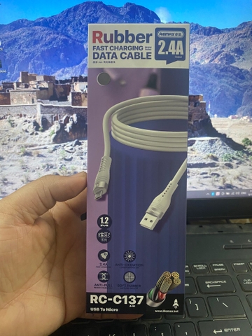 Cáp sạc nhanh 2.4A Remax RC-C137 micro (Usb ra micro, a-m) dây silicon Rubber fast charging data cable (truyền dữ liệu) [BH: 6 THÁNG]