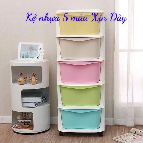 Tủ đựng đồ nhiều màu VietNhat VN-3638 5 ngăn 5 màu LOẠI NHỰA TỐT DÀY XỊN có bánh xe size 98x37x37cm [BH: NONE]