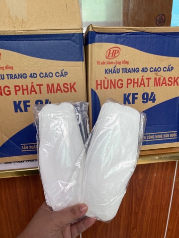 Bịch 10 khẩu trang Hàn Quốc 4D Hùng Phát  4 lớp kháng khuẩn KF94- màu trắng [BH: NONE] / pktn sale