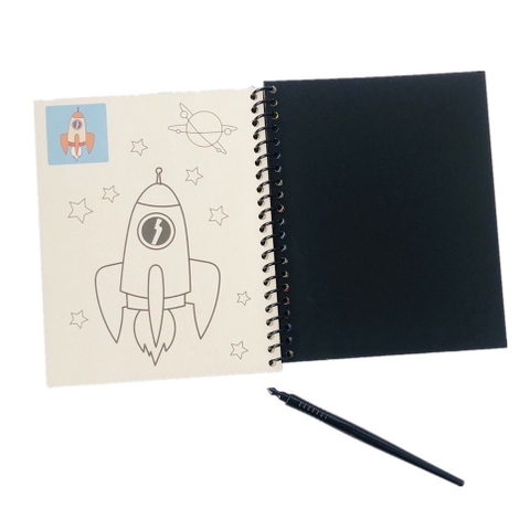 Sổ tay tranh cạo ma thuật và tranh tự tô cho bé kèm bút cạo - nhiều hình ngẫu nhiên (BH: None)