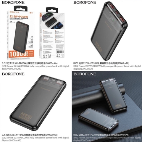 Pin sạc nhanh 22.5w Borofone BJ52 10.000mAh dự phòng 22.5w+PD20W chính hãng [BH 1 Năm]