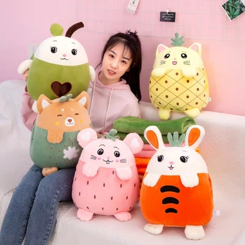 Bộ chăn gối hình động vật cute [1 gối hình thú + 1 chăn cùng màu]- mẫu về ngẫu nhiên tùy lô [BH: NONE]