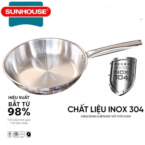 Chảo inox SH20M6 size 20cm đa lớp, dùng được bếp từ [BH: NONE]