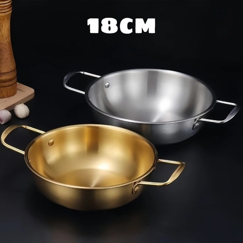 Chảo inox 2 quai xách size 18cm [BH: NONE]