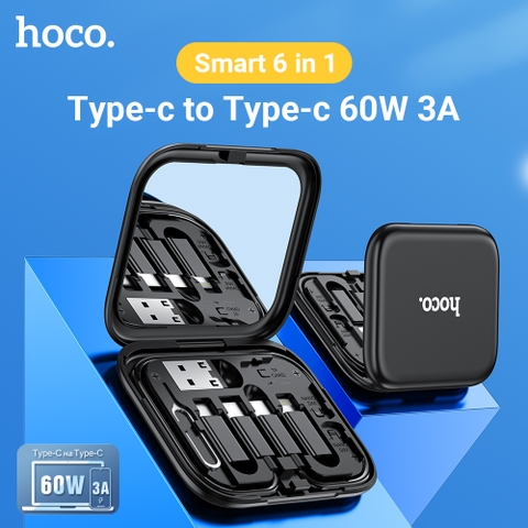 Cáp sạc nhanh 60w 3A HOCO U114 đa năng full bộ hộp đựng 4 cổng iPhone Lightning, Type C, Samsung Micro chuyển đổi thay thế linh hoạt chính hãng [BH 1 năm]