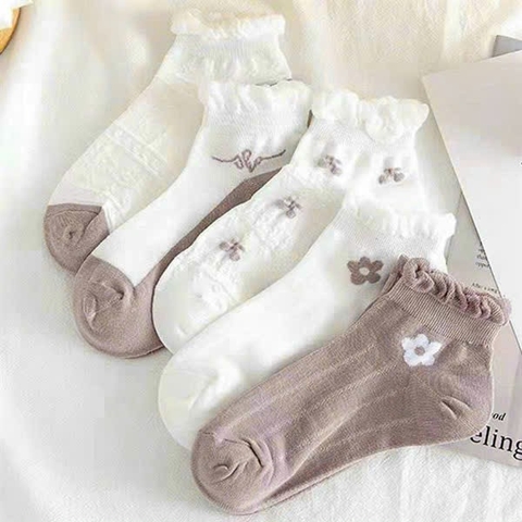 Set 5 đôi tất cổ bo cho nữ [BH: NONE]