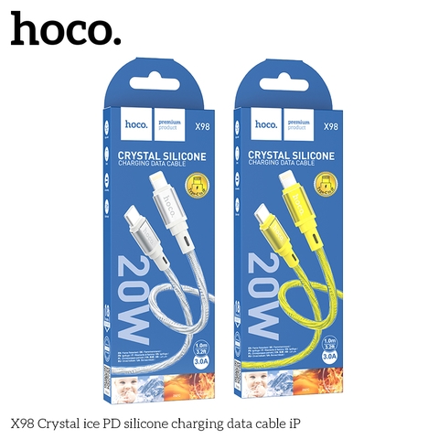 Cáp sạc nhanh 20w HOCO X98 (c-l) cổng Type C ra iPhone Lightning truyền dữ liệu silicone băng tinh thể chính hãng [BH 1 NĂM] p309-10102-9l9-5103