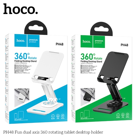 Giá đỡ điện thoại, máy tính bảng xoay 360 trục kép PH48 chính hãng