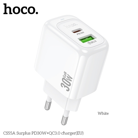 Cóc sạc nhanh 30w HOCO CS55A (1 cổng type-c, 1 cổng usb) chính hãng [BH 1 năm]