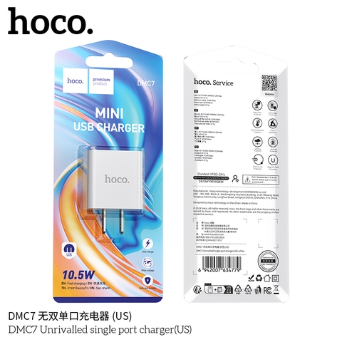 Cóc sạc nhanh 10.5w HOCO DMC7 (1 cổng usb) chính hãng (DM-C7) [BH 1 năm]