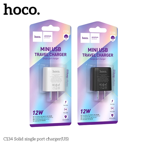 Cóc sạc nhanh 12W Hoco C134 US 1 cổng usb chính hãng [BH: 1 NĂM]