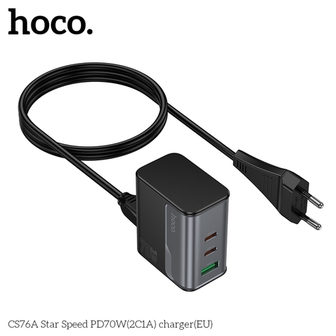 Bộ sạc nhanh 70w HOCO CS76A cóc 3 cổng (2 cổng Type C 1 cổng USB) siêu tiện lợi