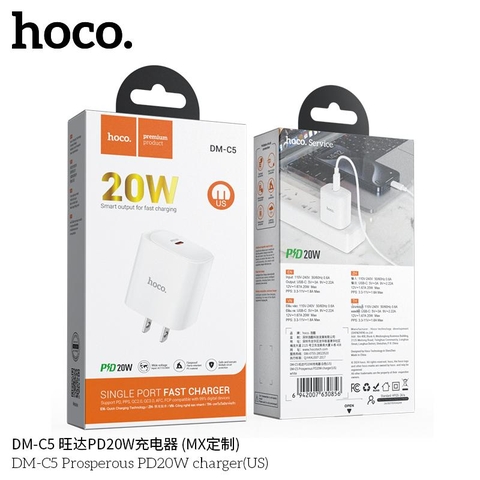 Cóc sạc nhanh 20w HOCO DMC5 1 cổng type-c PD chính hãng DM-C5 [BH 1 Năm]