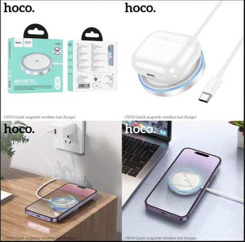 Bộ sạc từ tính không dây HOCO CW53 sạc nhanh 18W dây dài 1m5 siêu tiện lợi