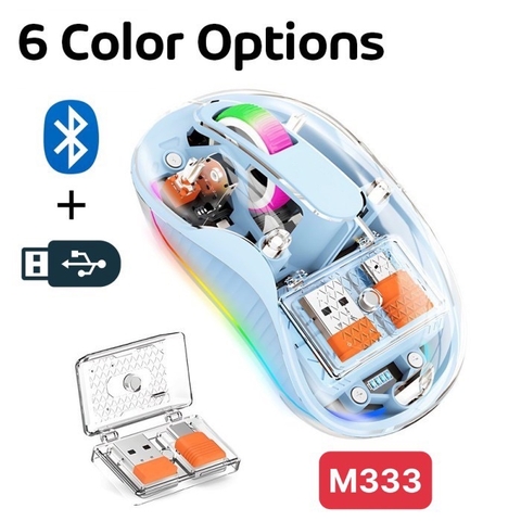 Chuột không dây F-Mouse FM333 trong suốt Silent, 3 chế độ