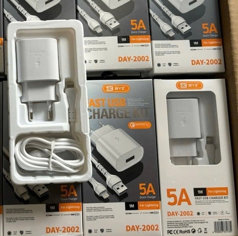 Bộ sạc nhanh 5A BYZ Day2002  iPhone (Cóc 1 cổng usb, cáp usb ra lightning iphone) [BH: 6 tháng] 5l9d9