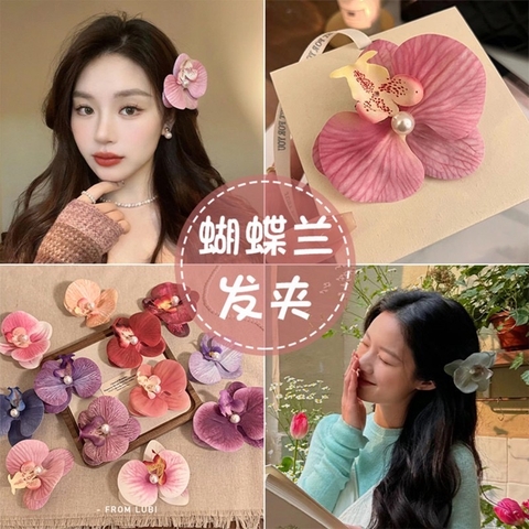 Combo 3 kẹp tóc hình hoa Phong Lan đính ngọc trai thời trang  [BH: NONE] (12)