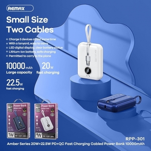 Pin sạc nhanh 22.5w REMAX RPP-301 10.000mAh PD QC3.0 sạc dự phòng chính hãng [BH 1 năm]