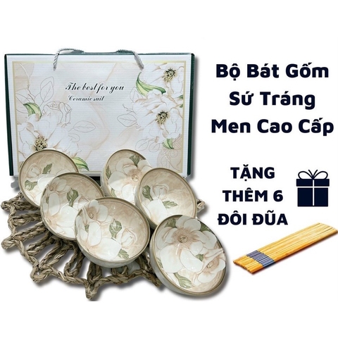 Bộ quà tặng 6 chén kèm hoa lá tao nhã Give You A good Feeling/ The best for you  [BH: None]