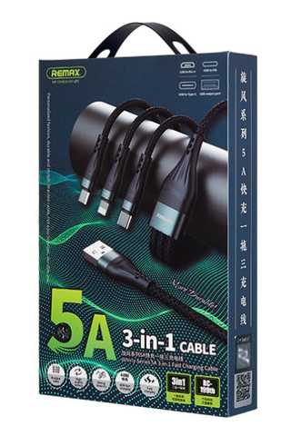 Cáp sạc nhanh 5A REMAX 3 đầu RC-199th đa năng chính hãng [BH 1 năm]