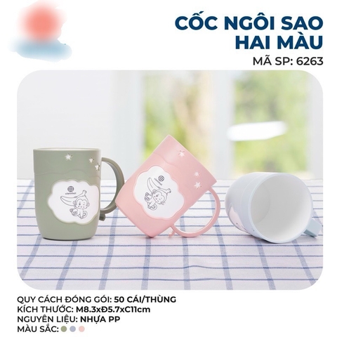 Ly, cốc nhựa nguyên sinh chịu nhiệt đựng nước VN-6263 size  8.3x5.7x11cm [BH: NONE]