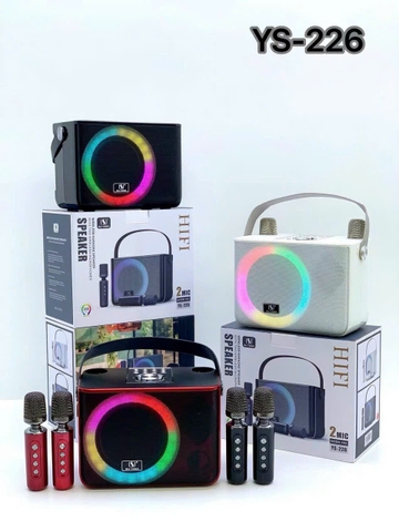 Loa bluetooth karaoke YOSD YS-226 kèm 2 micro không dây có đèn led RGB 7 màu siêu đẹp cực hay xách tay chính hãng [BH 6 tháng]